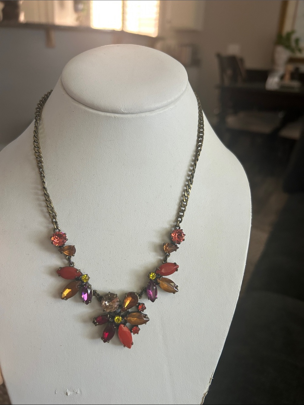 Chloe + Isabel Multicolor Crystal Floral Bib Necklace - Orange, Purple, Yellow - Picture 2 of 6